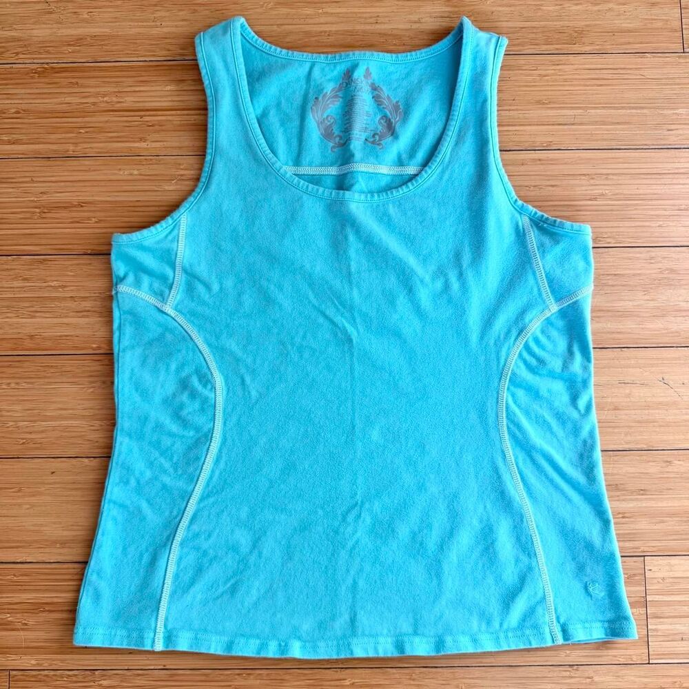 Danskin Now Bright Teal Blue Workout Tank Top XL Athletic Gym Activewear